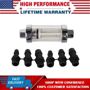 Universal Chrome Gas Glass Reusable Inline Fuel Filters 3/8" 1/4" 5/16" Fittings - Bild 1 von 13