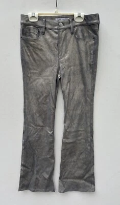 Calça de couro com armação 26 cintilante couro de cordeiro Le Crop mini bota prata glitter - Imagem 1 de 4