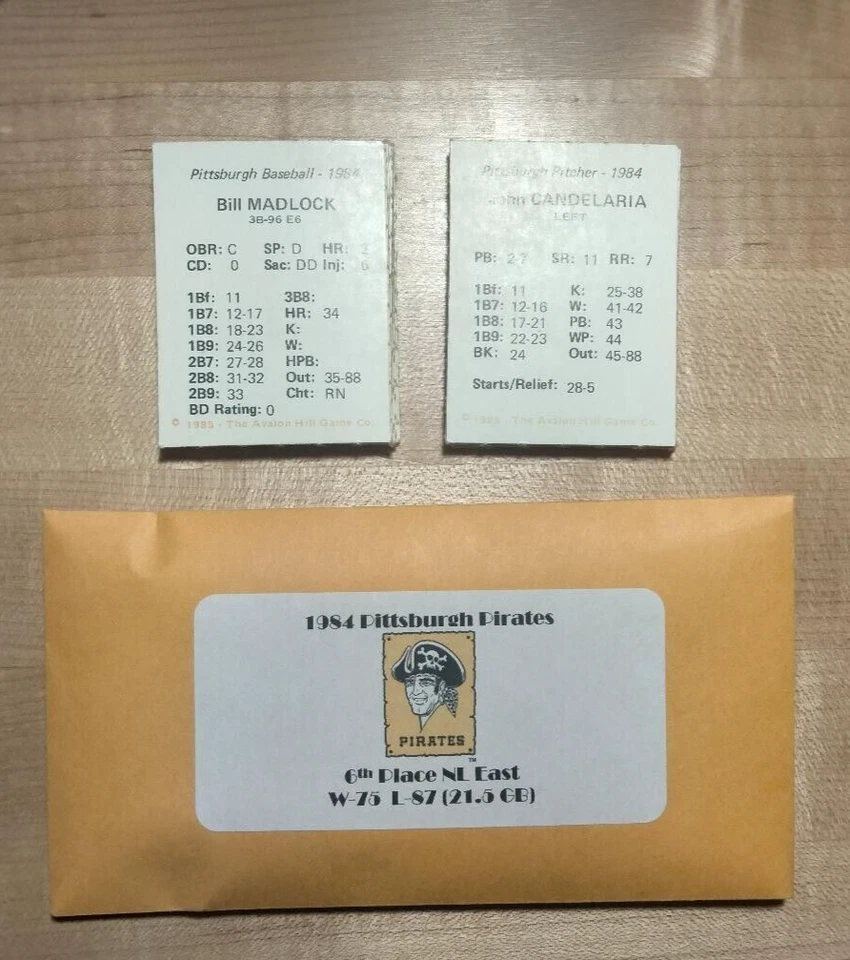 Pittsburgh Pirates-1984 ORIGINAL Statis Pro Equipo de Béisbol Conjunto Foto 1 de 1