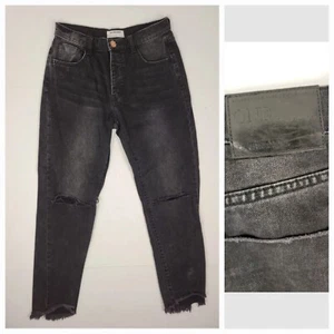 One Teaspoon Jeans 27 Straight Leg Truckers Mid Waist Fray Button Fly 90s Y2K - Picture 1 of 13