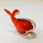 Art glass Whale figurine paperweight Red clear Bullicante 5 in Murano Style