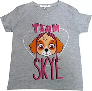 PAW PATROL Girls Short-Sleeved Grey TEAM SKYE T-Shirt Sizes 18 Months - 6 Years - Picture 1 of 1