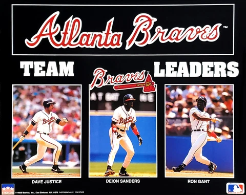 Atlanta Braves LEADERS 1992 Starline 16x20 POSTER - Deion Sanders, Justice, Gant Cover