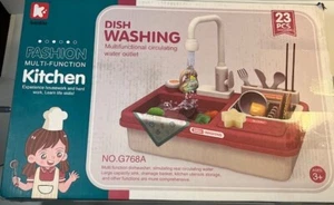 Play Sink with Running Water Kids Play Kitchen Toy Sink Electronic Dishwasher - Picture 1 of 4