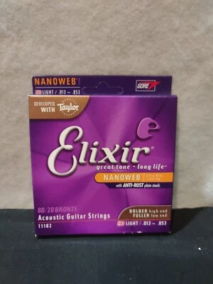 Cuerdas para guitarra acústica Elixir 11182 80/20 bronce Nanoweb HD ligeras 13-53 Foto 1 de 4