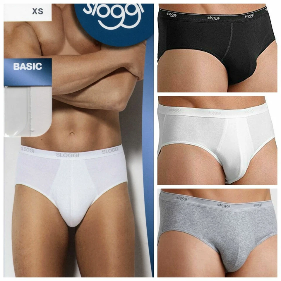 6 SLIP UOMO SLOGGI BASIC MIDI  BIANCO-NERO-GRIGIO TAGLIE 3-4-5-6-7-8 - Immagine 1 di 4