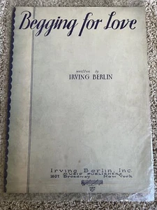 Partitura musical vintage de Begging for Love 1931 Irving Berlin Broadway Nueva York - Imagen 1 de 2