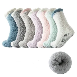 Fuzzy Socks With Grips for Women7 Pairs Non Slip Hospital Socks Sleep Warm Fl... - Picture 1 of 7