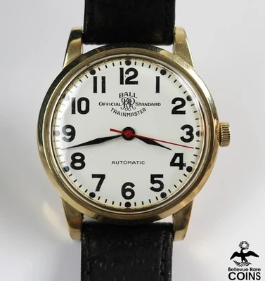 Reloj Pulsera BALL Suizo Automático Oficial Estándar Trainmaster Relleno de Oro 10k Foto 1 de 4