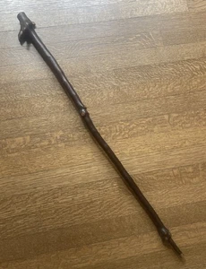 Rustic Gnarled Branch Tips Wood Cane / Walking Stick ~ 35” Brass tip to grip - Picture 1 of 10