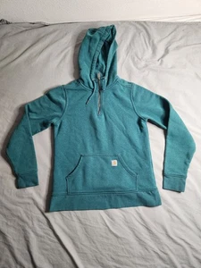 Carhartt Clarksburg Hoodie Sweatshirt Womens Sz Medium Teal Green 1/4 Zip 102341 - Picture 1 of 9