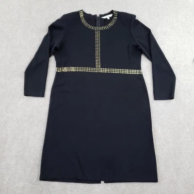 Vestido Misook Vintage Mujer XL Negro Dorado Tachonado Cambio Manga 3/4 Cóctel Fiesta Foto 1 de 4