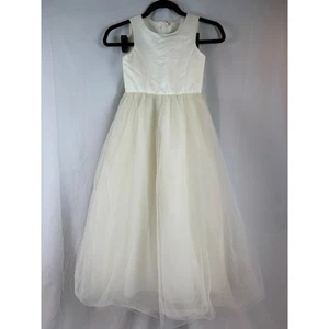 Niñas Marfil Satén Tul Flor Niña Vestido Formal Vestido Concurso Boda Fiesta - Imagen 1 de 6