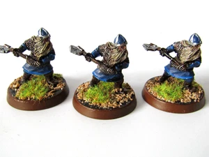 A21 WARHAMMER LOTR / MIDDLE EARTH - MORIA DWARF WARRIORS X 3 PAINTED METAL - Picture 1 of 3