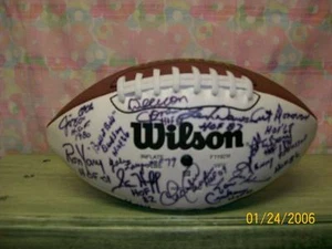 WILSON 3 WHITE PANEL FOOTBALL SIGNED BY 41 HALL OF FAMERS - Picture 1 of 3