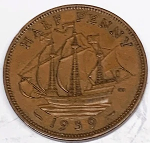 # C3093    GREAT BRITAIN     COIN,     HALF  PENNY    1939 - Picture 1 of 2