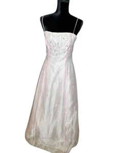 Masquerade Light Pink A-Line Gown Floral Beaded Embellishments Spaghetti Straps - Picture 1 of 10