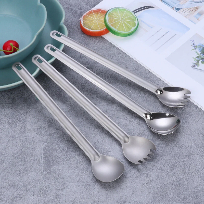 SLV-11 - Camping Outdoor Titanium Long Handled Spoon with Polished Bowl - Image 1 of 4