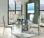 NEW 5 piece Modern Kitchen Dining Set - Round Glass Top Table & White Chair INA2