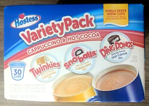 Hostess Variety Pack Cappuccino Hot Cocoa Twinkies Sno Balls Ding Dong 30 K-Cups - Picture 1 of 8