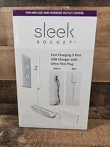 Sleek Socket Fast Charging 5 Port USB Charger w/Ultra-Thin Plug, 8 ft. cord NEW - Picture 1 of 5