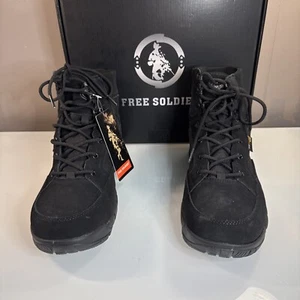 Free Soldier Mens ACC0006 Black Lace Up Ankle Hiking Work Boots Size 12 - Picture 1 of 10