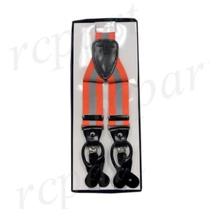 Nuevo Y espalda Hombres Vesuvio Napoli Tirantes Brackets clip en Formal reflejo naranja - Imagen 1 de 3