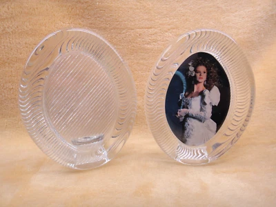 Set of 2 MIKASA Polished Portrait Clear Crystal Oval Ribbed Picture Frames - Image 1 of 4