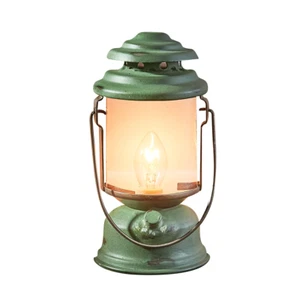 Antique Style Lantern Night Light Plug In Green Metal - Picture 1 of 2