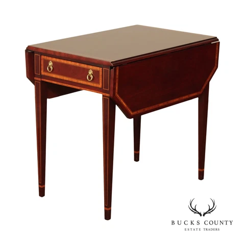 Kindel Federal Style Inlaid Mahogany Drop Leaf Pembroke Side Table Cover