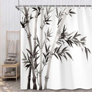 Bnodjos Zen Bamboo Japan Fabric Shower Curtain Extra Long 84 inch 72x72" - Foto 1 di 7