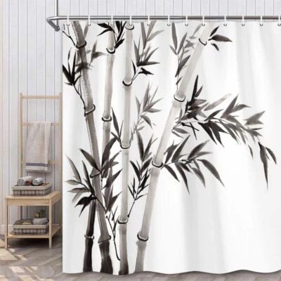 Bnodjos Zen Bamboo Japan Fabric Shower Curtain Extra Long 84 inch 72x72" - Image 1 of 4