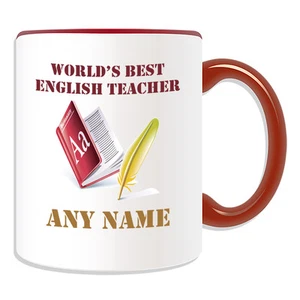 Personalised Gift World's Best English Teacher Mug Money Box School Cup Name Tea - Picture 1 of 20