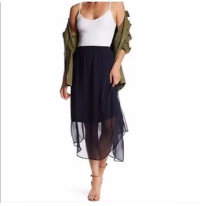 Joe Fresh Midi Skirt Womens Small Navy Semi Sheer New - Picture 1 of 13