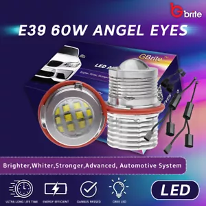 2x 60W WHITE LED Angel Eye Halo Light Bulb BMW E39 E59 E53 E60 E63 E64 E65 A14 - Picture 1 of 7