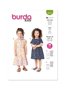 BURDA KIDS 9212 CHILD'S DRESSES Sewing Pattern Sizes 4 - 11 Skill: SUPER EASY - Picture 1 of 7