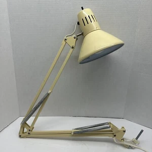 Vintage Underwriters Laboratories Portable Lamp Articulating Arm Beige - Picture 1 of 10