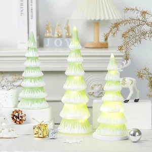 3 Pcs Mercury Glass Christmas Tree with Lights Table Top Gold Christmas Tree Hol - Picture 1 of 6