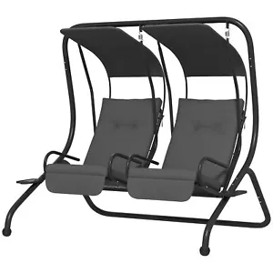 2-Seater Outdoor Porch Swing with Canopy Patio Garden Poolside Backyard Chair - Picture 1 of 11