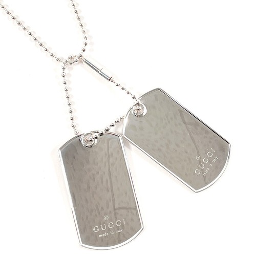 GUCCI Collana targhetta cane doppia piastra catena sfera Silver925 accessorio unisex