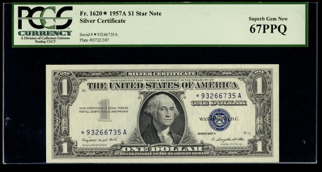 MALACK $1.00 1957A Fr 1620 PCGS 67 PPQ Star note. GEM! pm0009 - Image 1 of 1