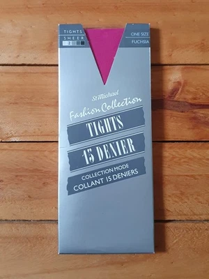 Vintage St Michael M&S Sheer Nylon Tights 1980s - One Size Fuchsia - Image 1 of 2