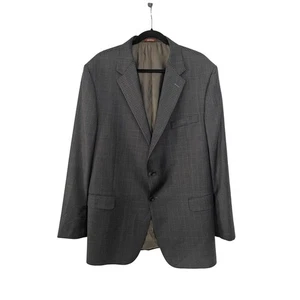 Hickey Freeman Wool Blazer Sport Coat Plaid Black Blue Gray 2 Button USA 48 Long - Picture 1 of 9