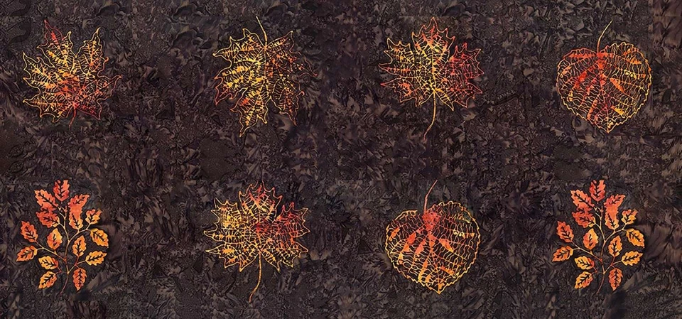 Timeless Treasures 汤加蜡染森林地板大间距叶子 20.5 英寸面板树皮 — 第 1/4 张图片