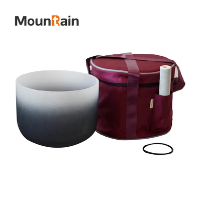 6-12in frosted quartz crystal singing bowl White black gradient color with bag - Image 1 of 4