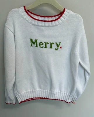 Suéter Bella Bliss "Feliz" Intarsia Navidad 100% Algodón Tejido, Talla 5 Foto 1 de 4