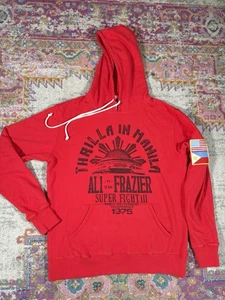 Roots Of Fight Boxing Hoodie Ali Frazier Size L Red Thrilla In Manilla - Picture 1 of 3