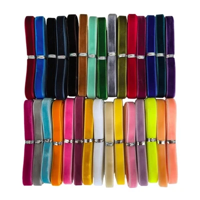 Craft 30 Yards 3/8" Velvet Ribbon Total 30 Colors Assorted Lots Bulk - Image 1 of 4