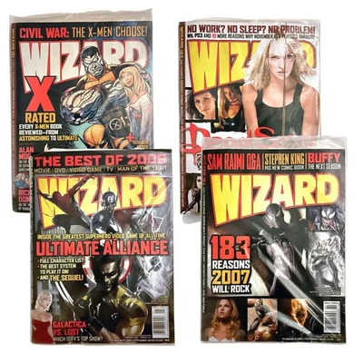 Wizard Magazine Лот из 4 Выпусков #181, 182, 183, 184 Распечатанный с Swag Высококачественное состояние товара - Изображение 1 из 4
