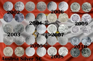 Austria moneda 5€ euro plata .800 2002 2003 2004 2005 2006 2007 2008 2009 2010 - Imagen 1 de 42